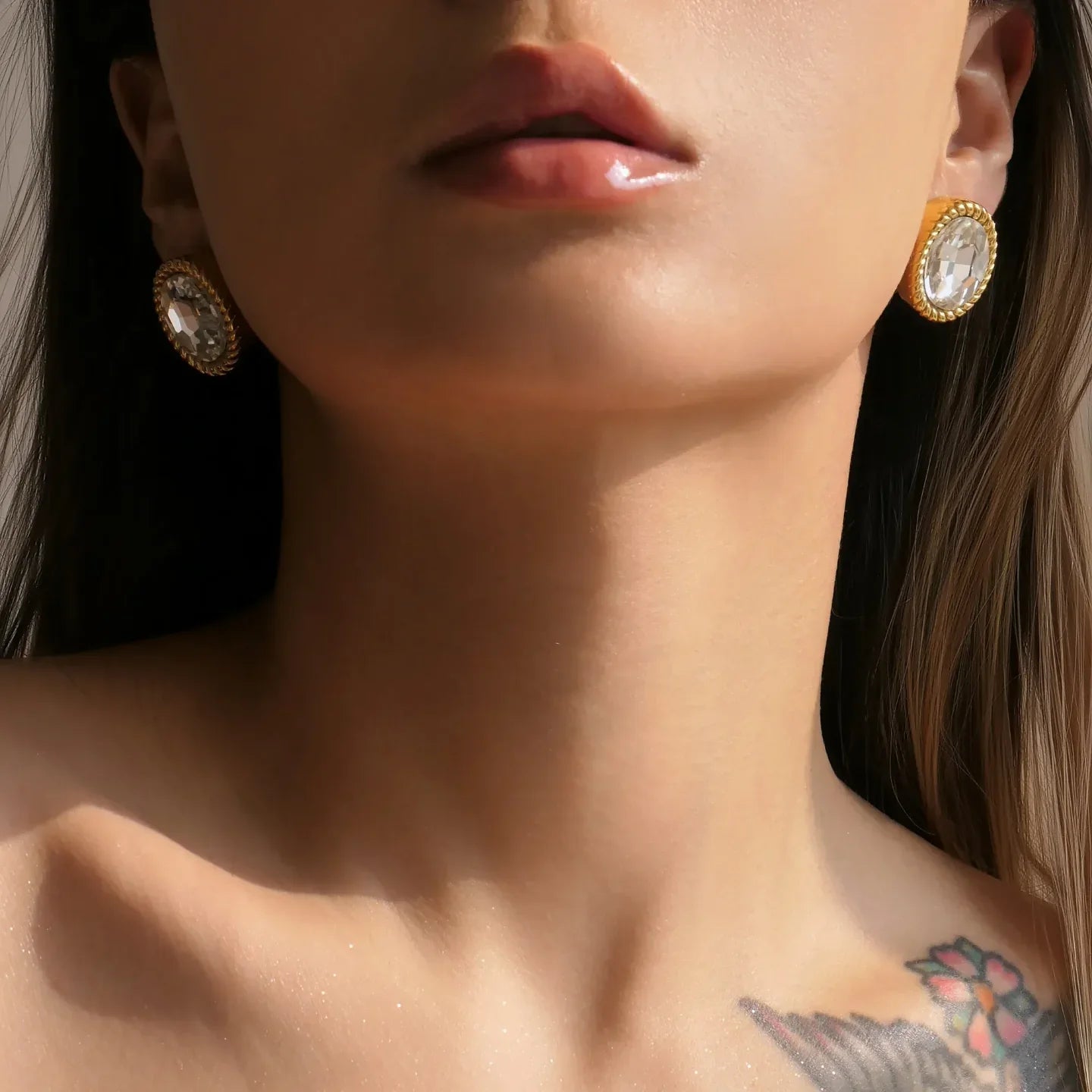 Geometric Glass Stone Ear Studs - Diatoms