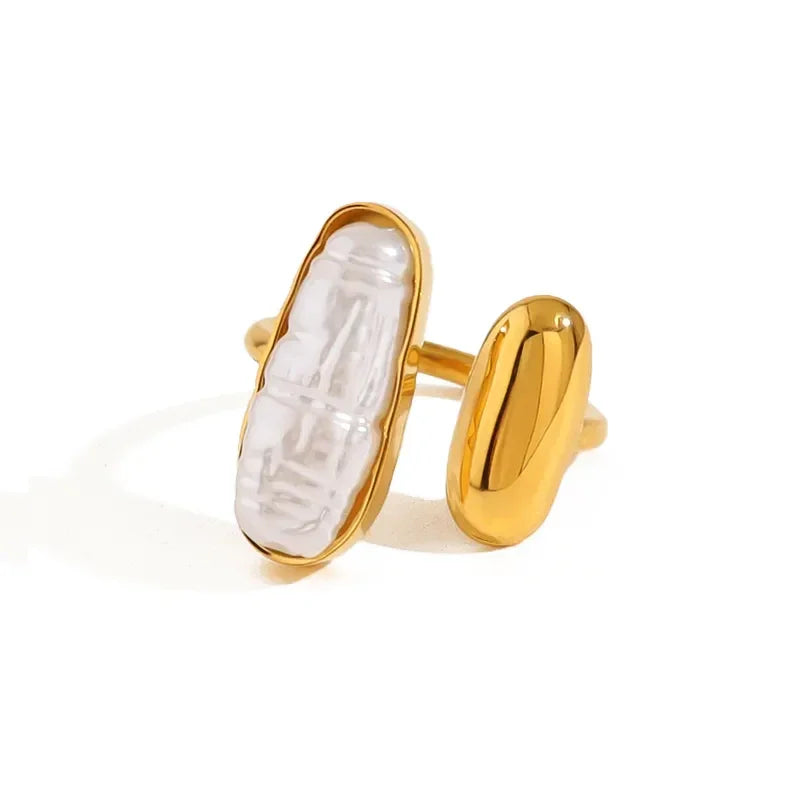 Elegant French Style Pearl Open Rings - Diatoms