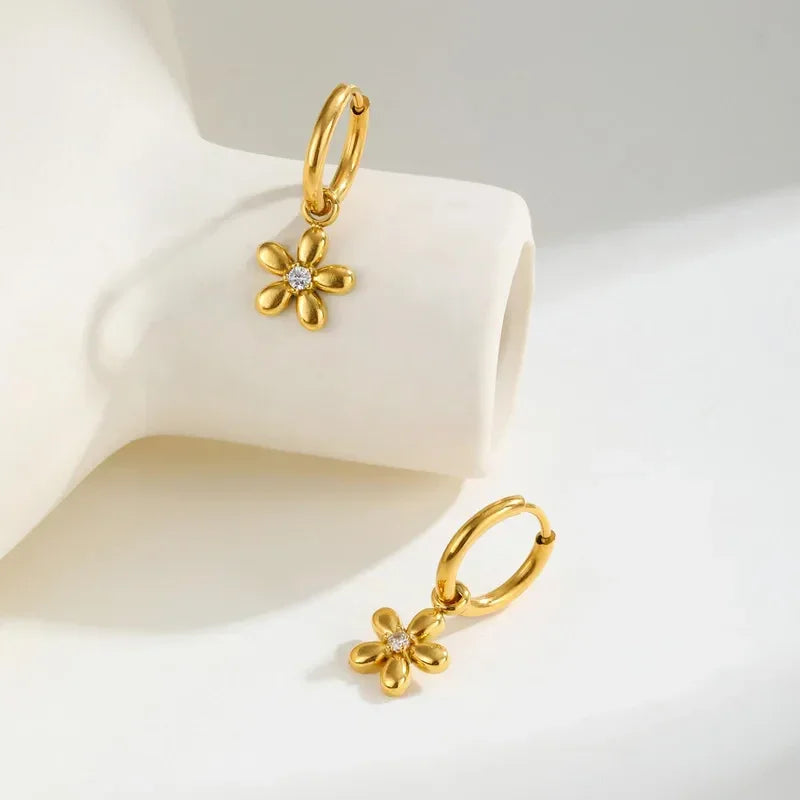 Artistic Flower Hoop Earrings - Diatoms