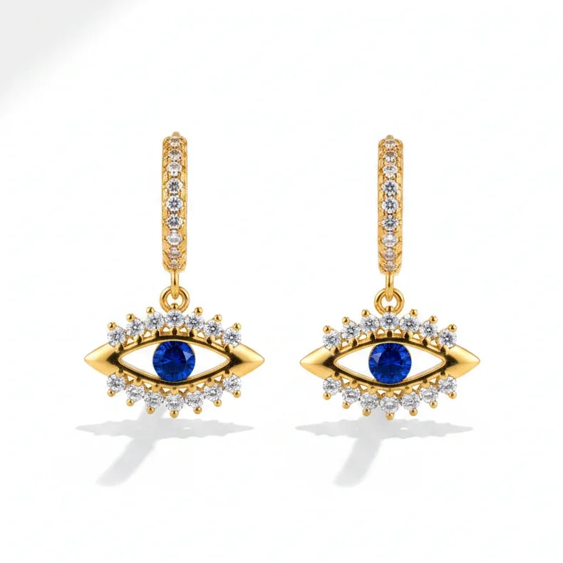 Emerald Evil Eye Drop Earrings