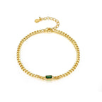 Golden Green Stone Elegance Bracelet - Diatoms