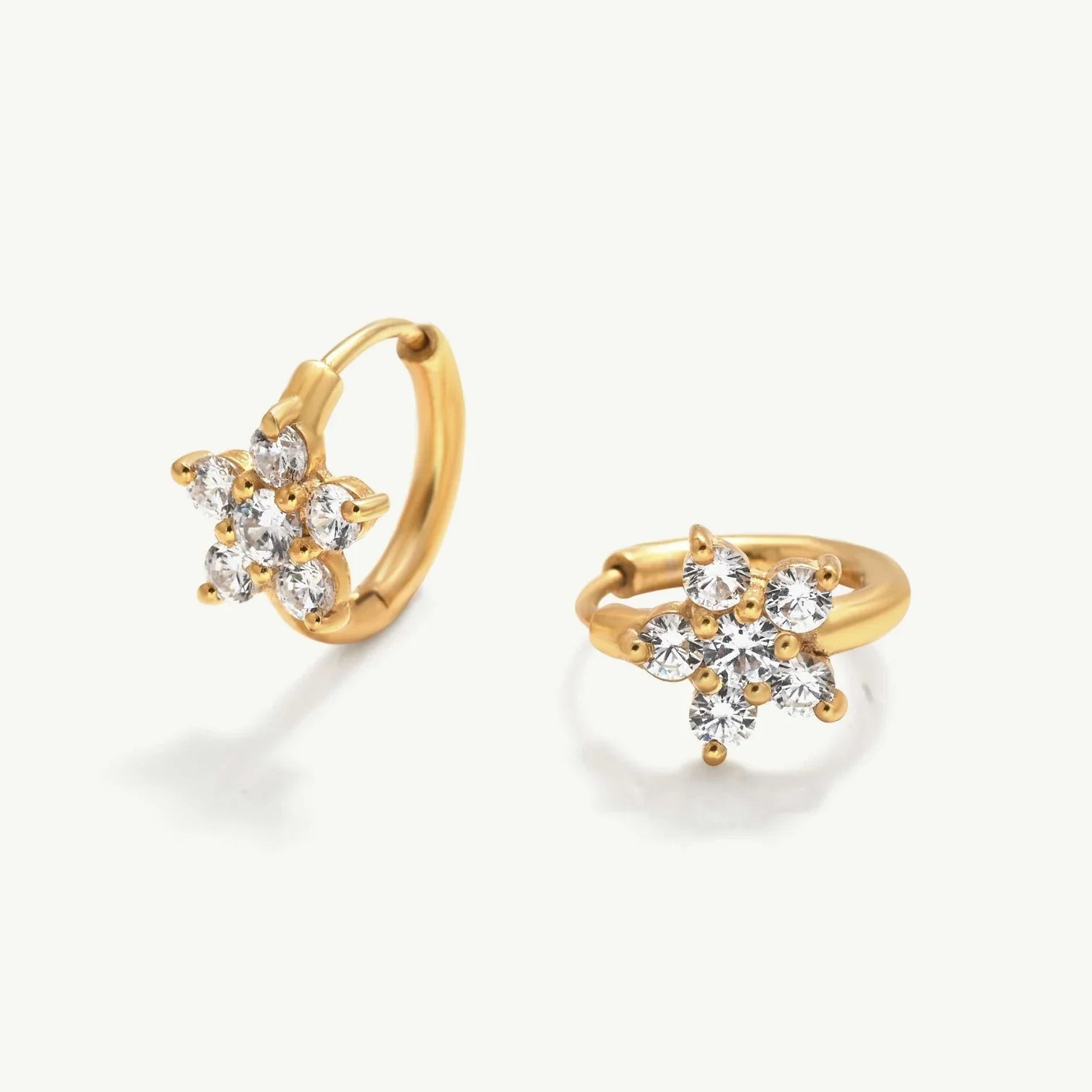 Flower Zircon Drop Earrings - Diatoms