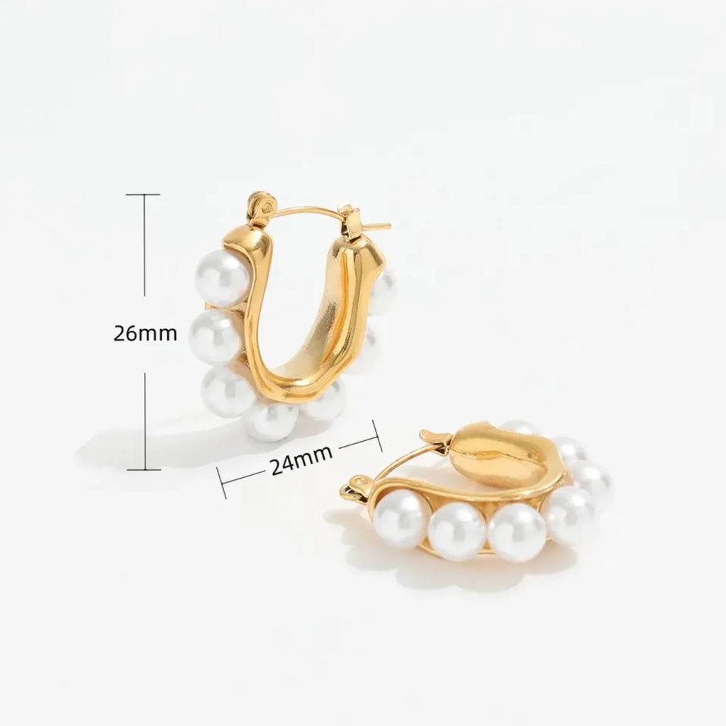 U Shape Pearls Earrings - Diatoms