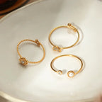 Flower Heart 3 Rings Set - Diatoms