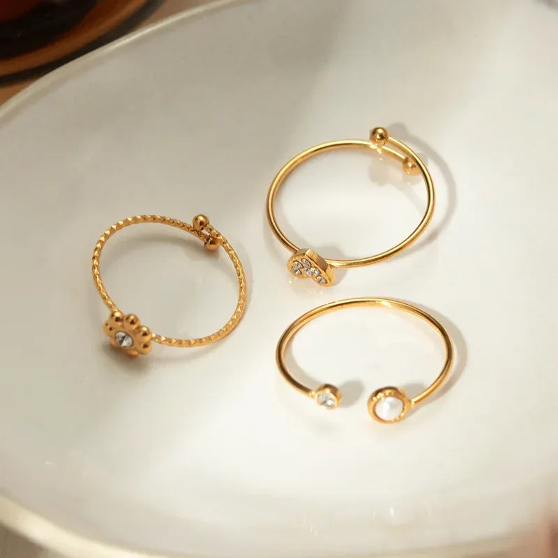Flower Heart 3 Rings Set - Diatoms