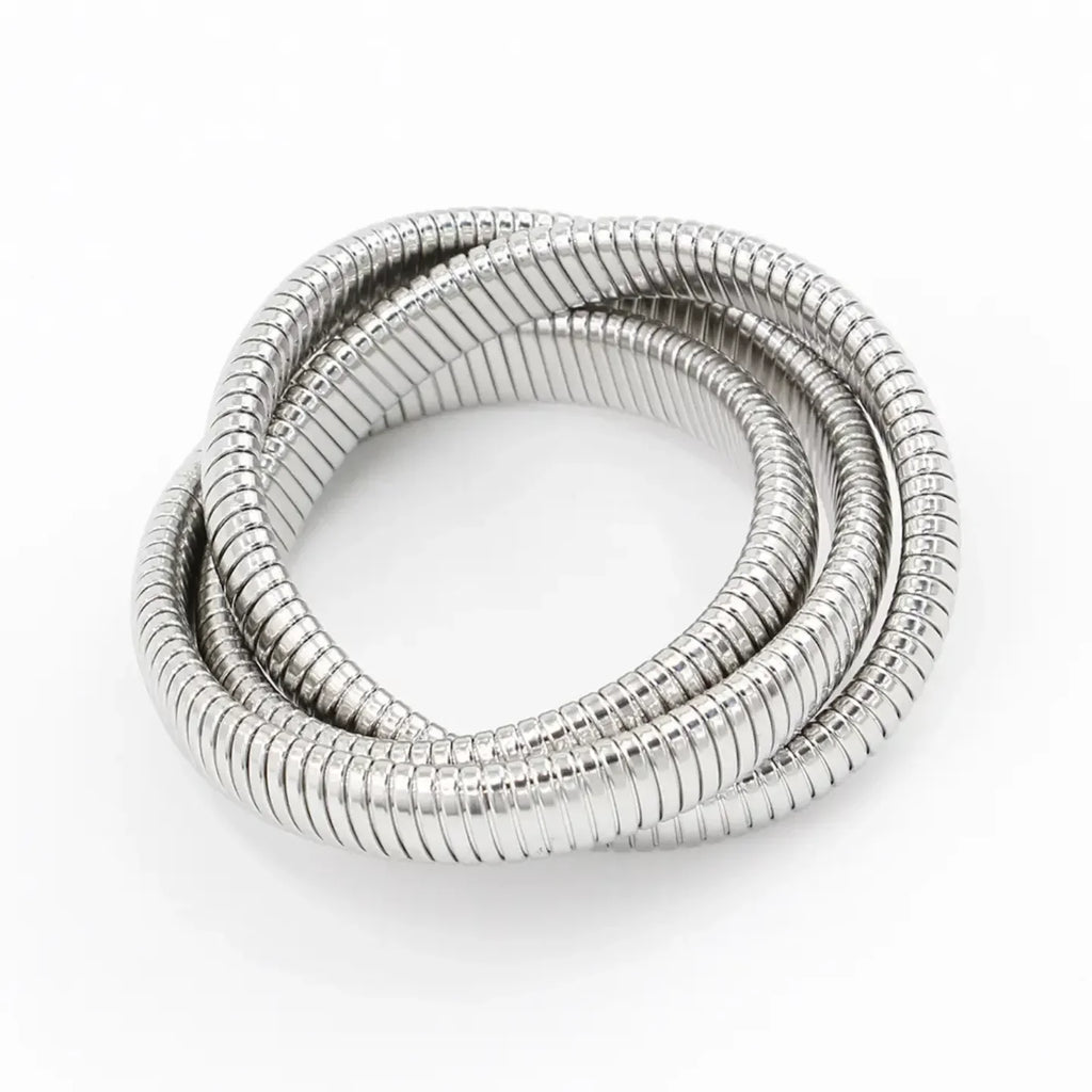 Elegant Silver Band Set Bracelet - Diatoms