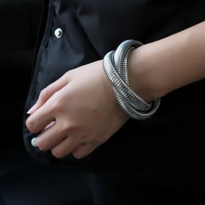 Elegant Silver Band Set Bracelet - Diatoms
