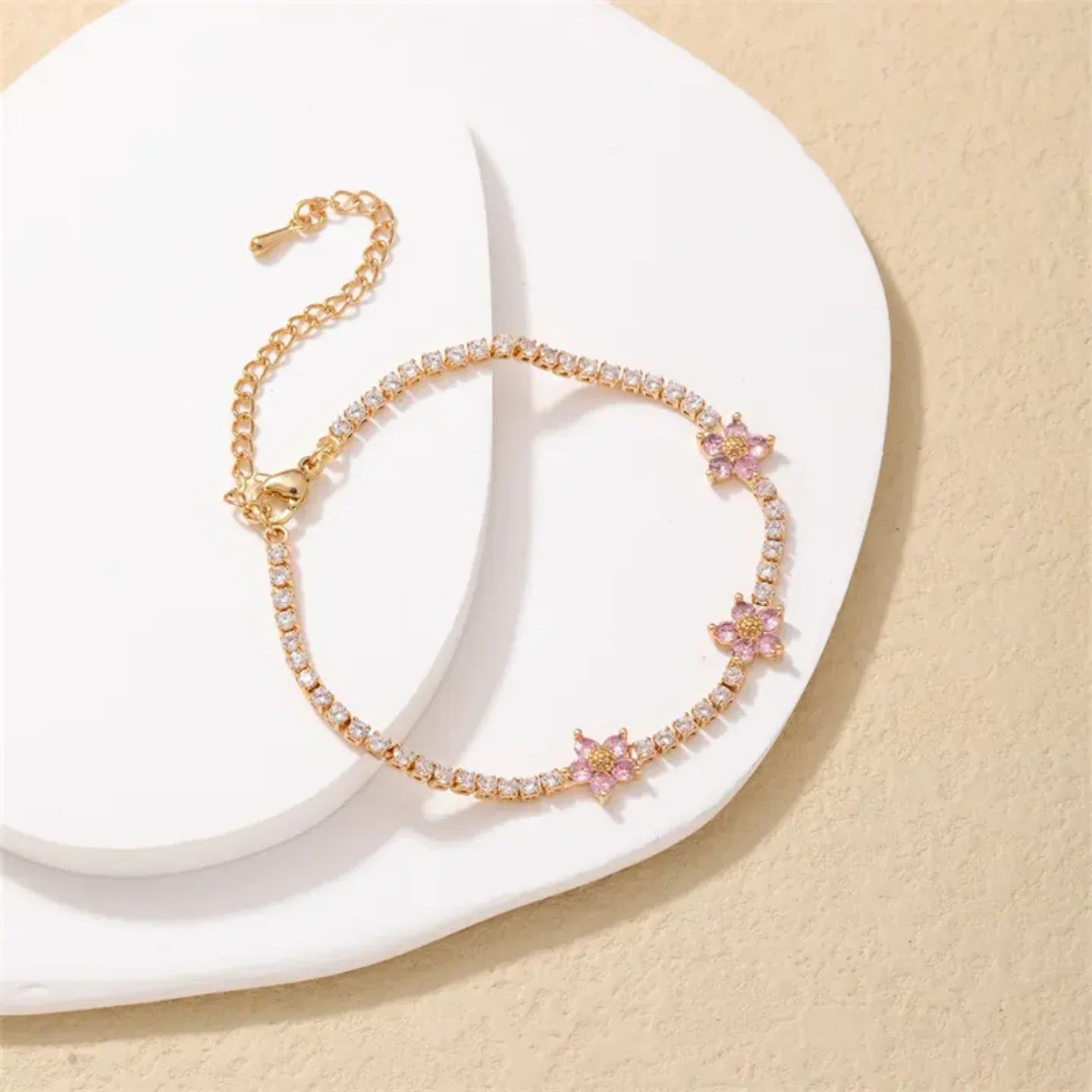 Flower Inlay Zircon Bracelets