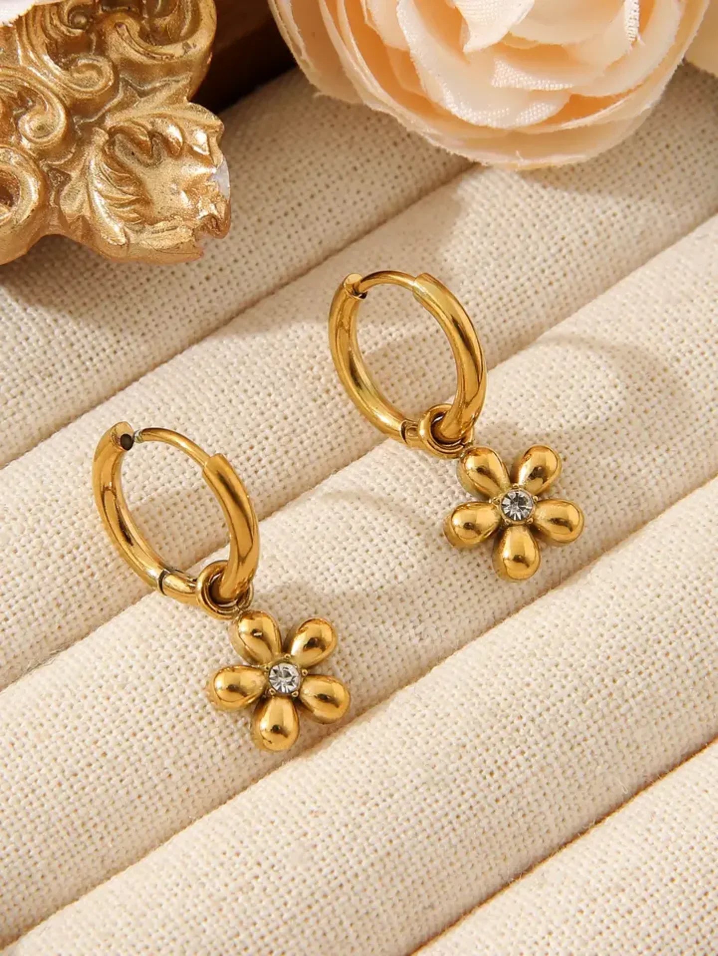 Artistic Flower Hoop Earrings - Diatoms