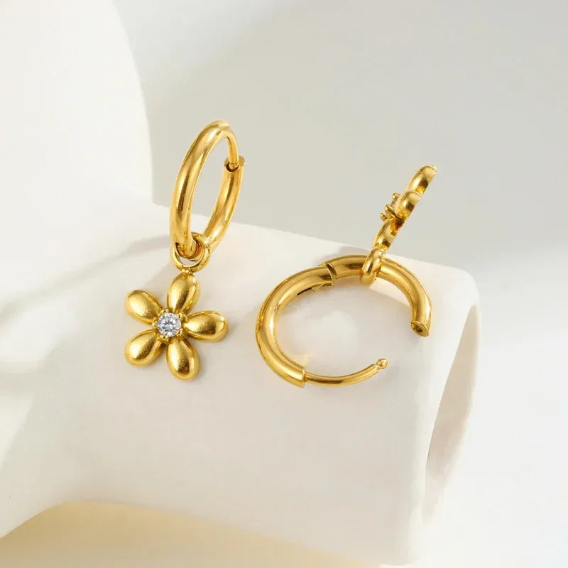 Artistic Flower Hoop Earrings - Diatoms