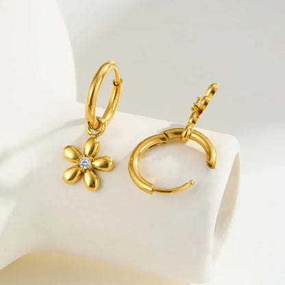 Artistic Flower Hoop Earrings - Diatoms