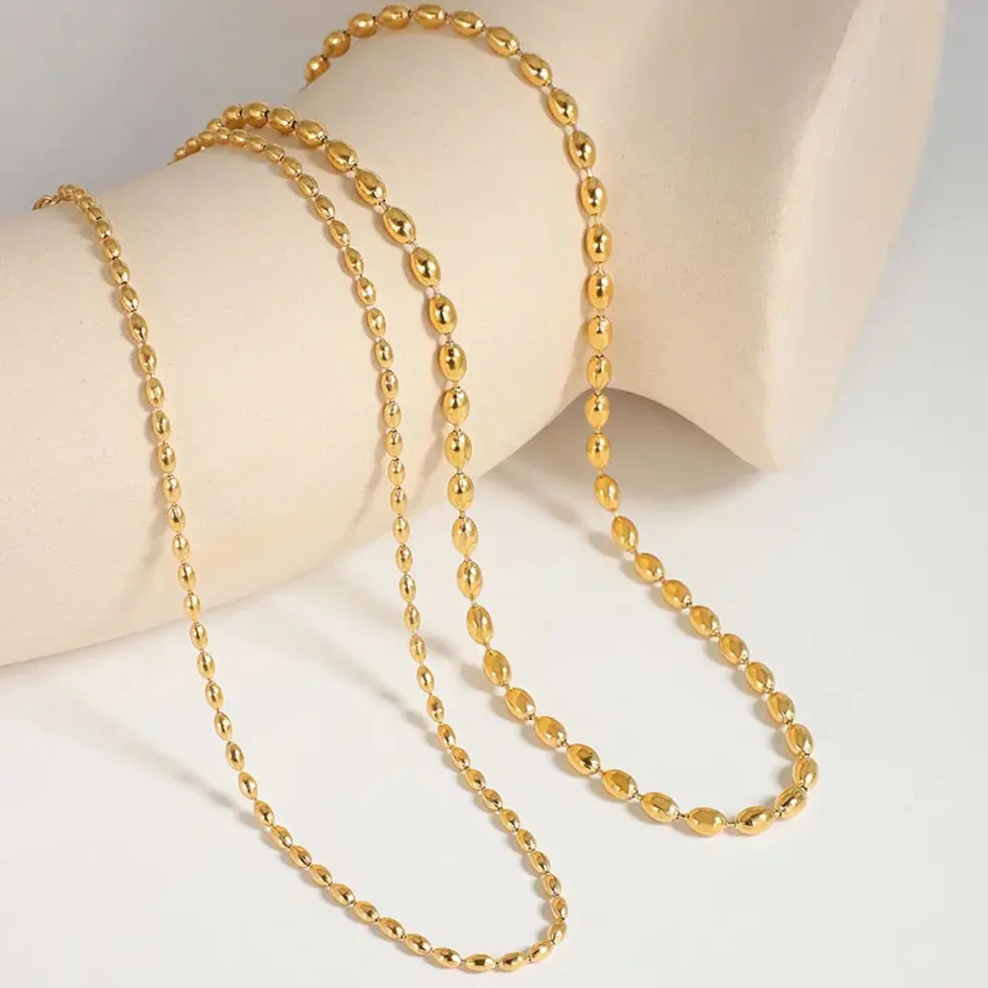 Gold Beaded Necklace - Diatoms