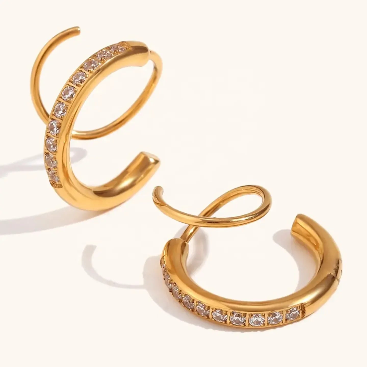 Dual Curl Elegance Earrings - Diatoms