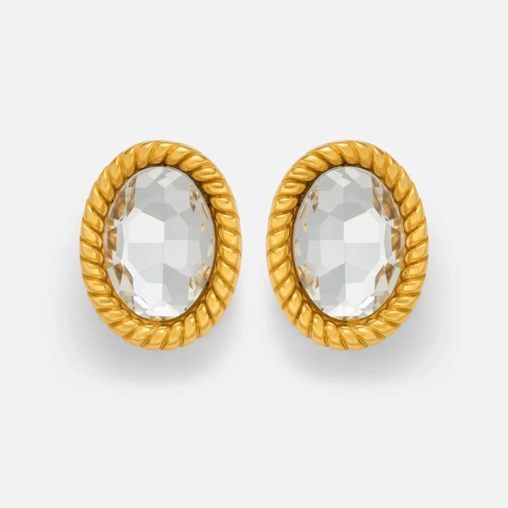 Geometric Glass Stone Ear Studs - Diatoms