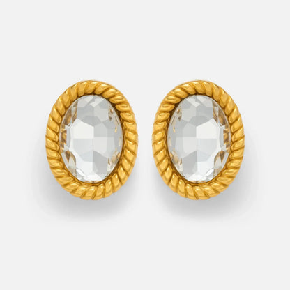 Geometric Glass Stone Ear Studs - Diatoms