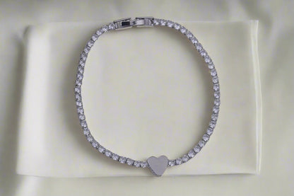 Cubic Zirconia Silver Heart Bracelet