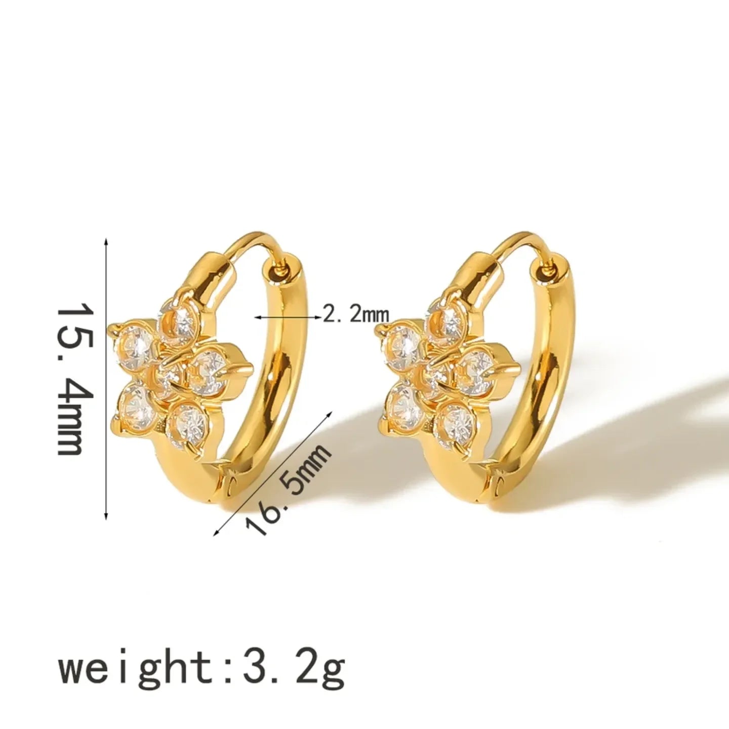 Flower Zircon Drop Earrings - Diatoms