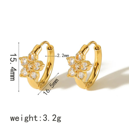 Flower Zircon Drop Earrings - Diatoms