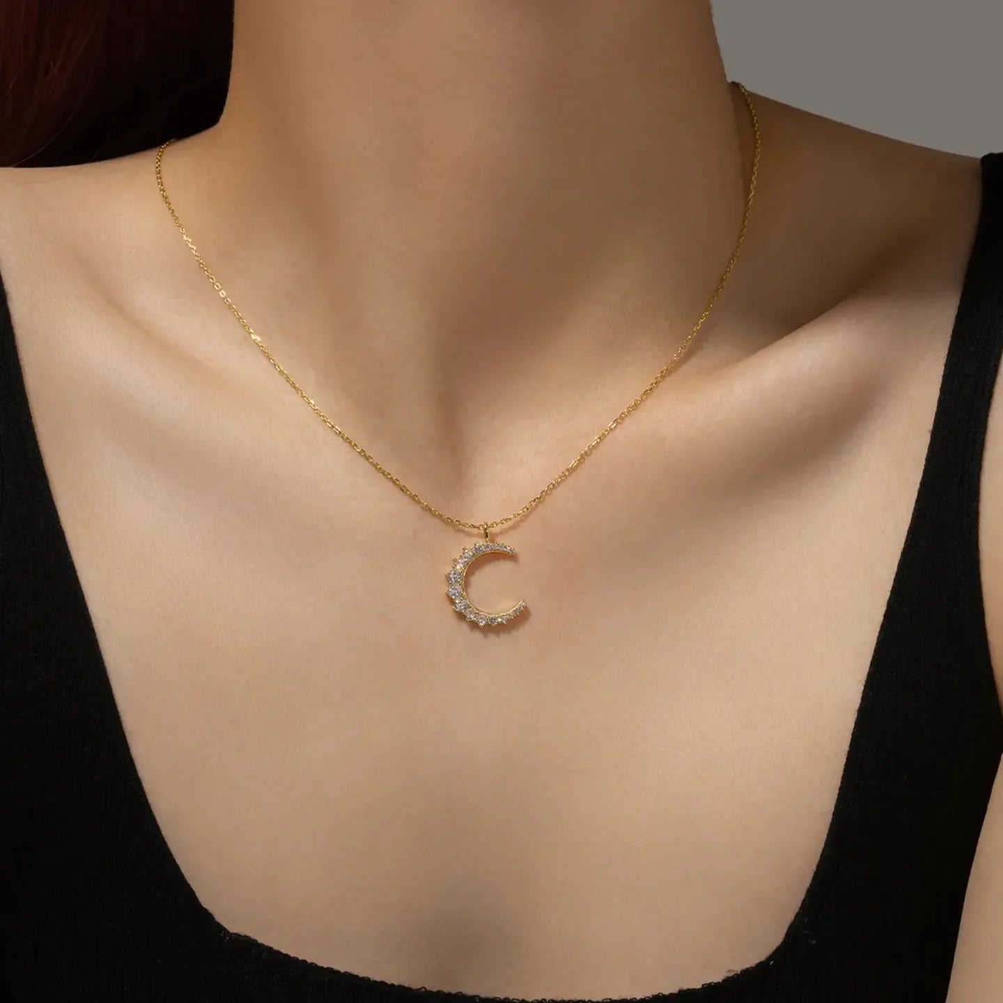 Diatoms Moon Purple Zircon Pendant Necklace