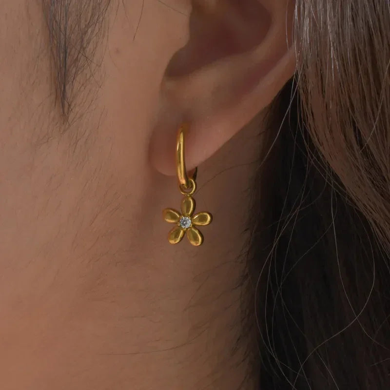 Artistic Flower Hoop Earrings - Diatoms