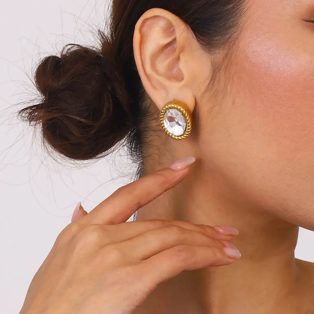 Geometric Glass Stone Ear Studs - Diatoms