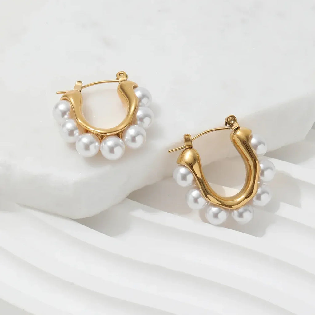 U Shape Pearls Earrings - Diatoms