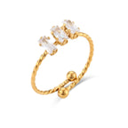 Shiny Square Zircon Open Rings - Diatoms