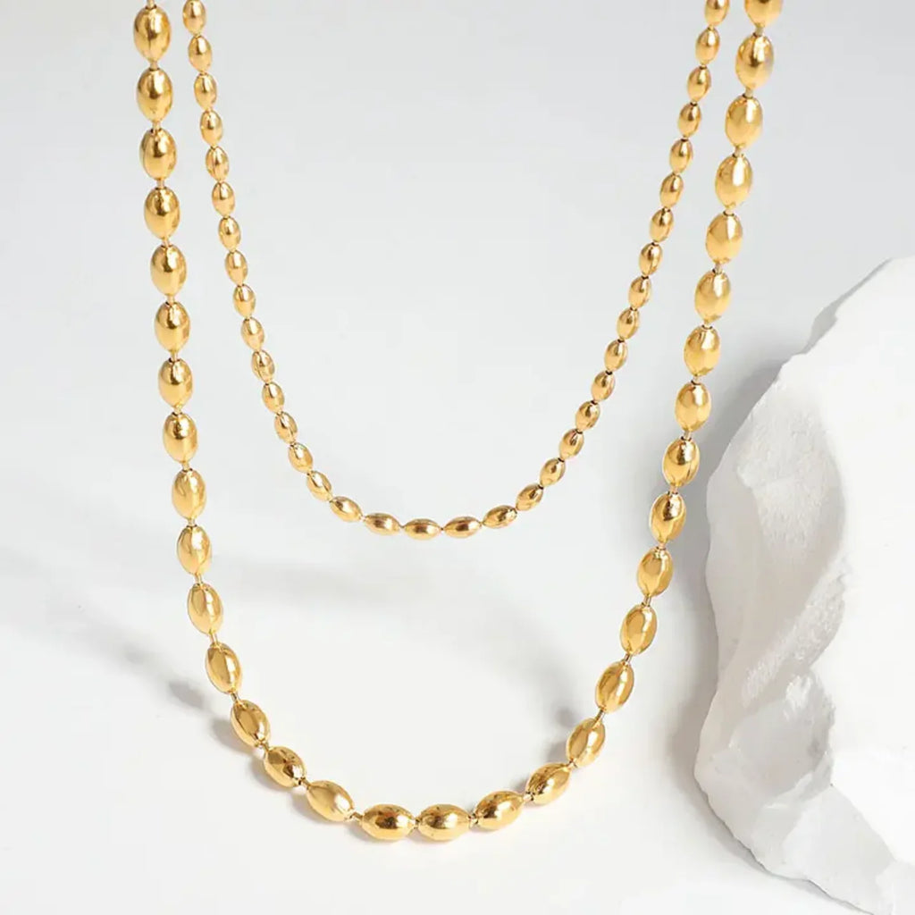 Gold Beaded Necklace - Diatoms