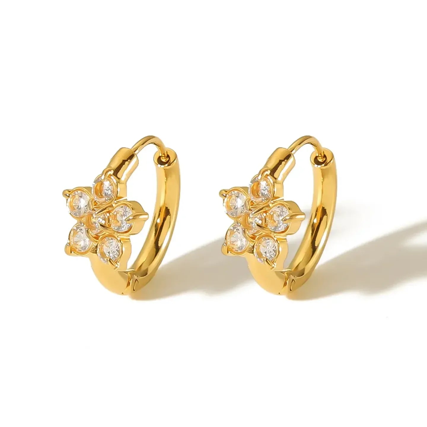 Flower Zircon Drop Earrings - Diatoms