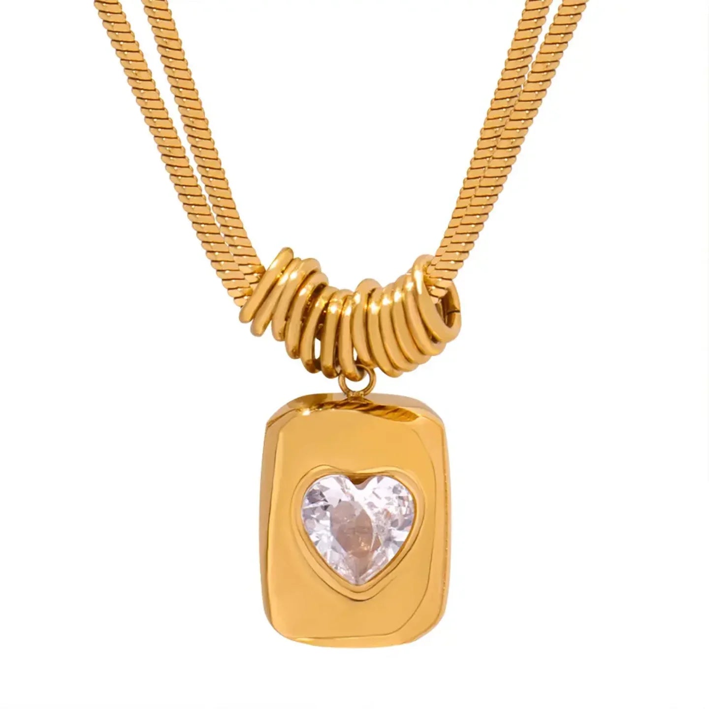 Trendy Crystal Geometric Peach Heart Love Pendant - Diatoms