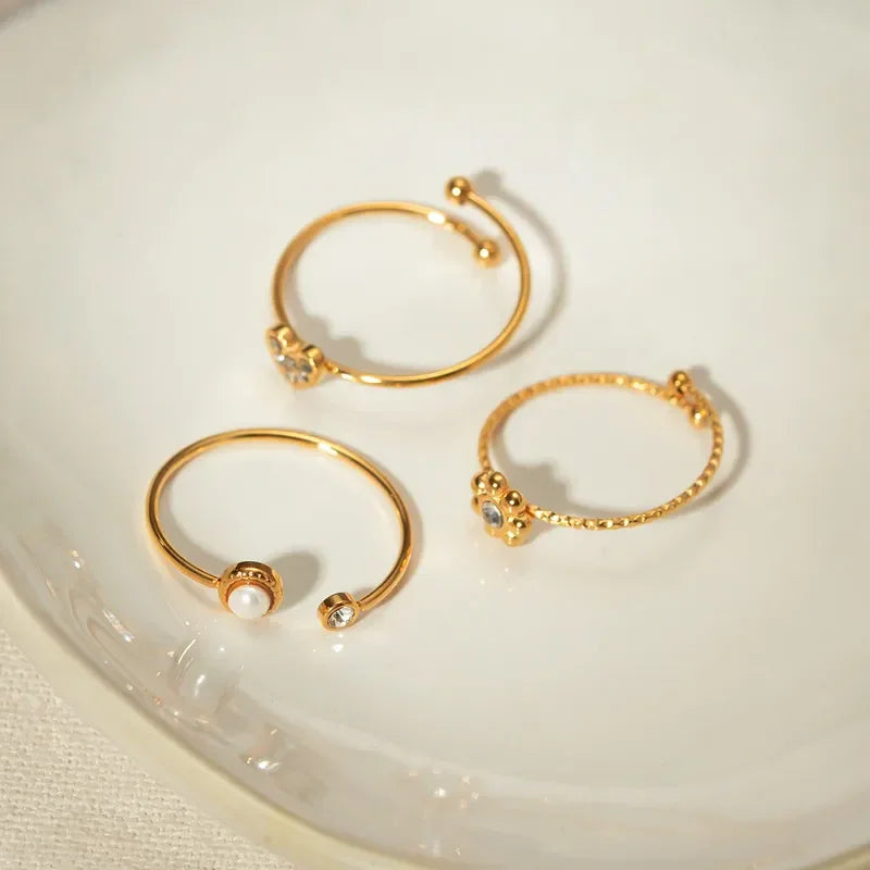 Flower Heart 3 Rings Set - Diatoms