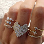 Heart Shape Adjustable Ring - Diatoms