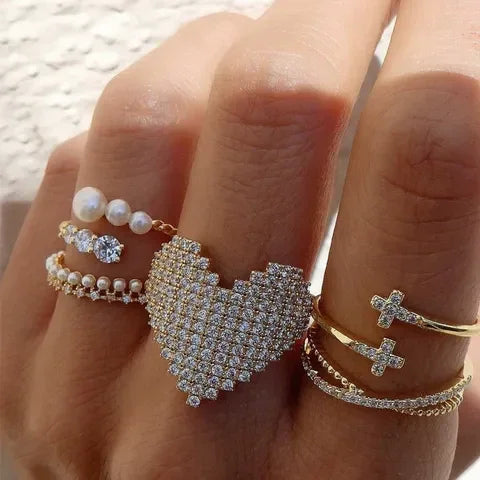 Heart Shape Adjustable Ring - Diatoms