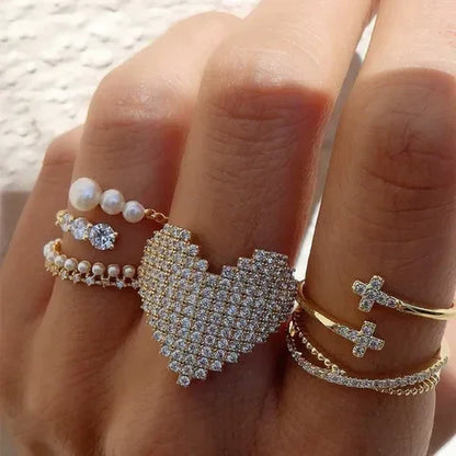 Heart Shape Adjustable Ring - Diatoms