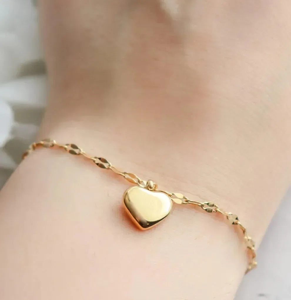 Golden Heart Chain Bracelet - Diatoms