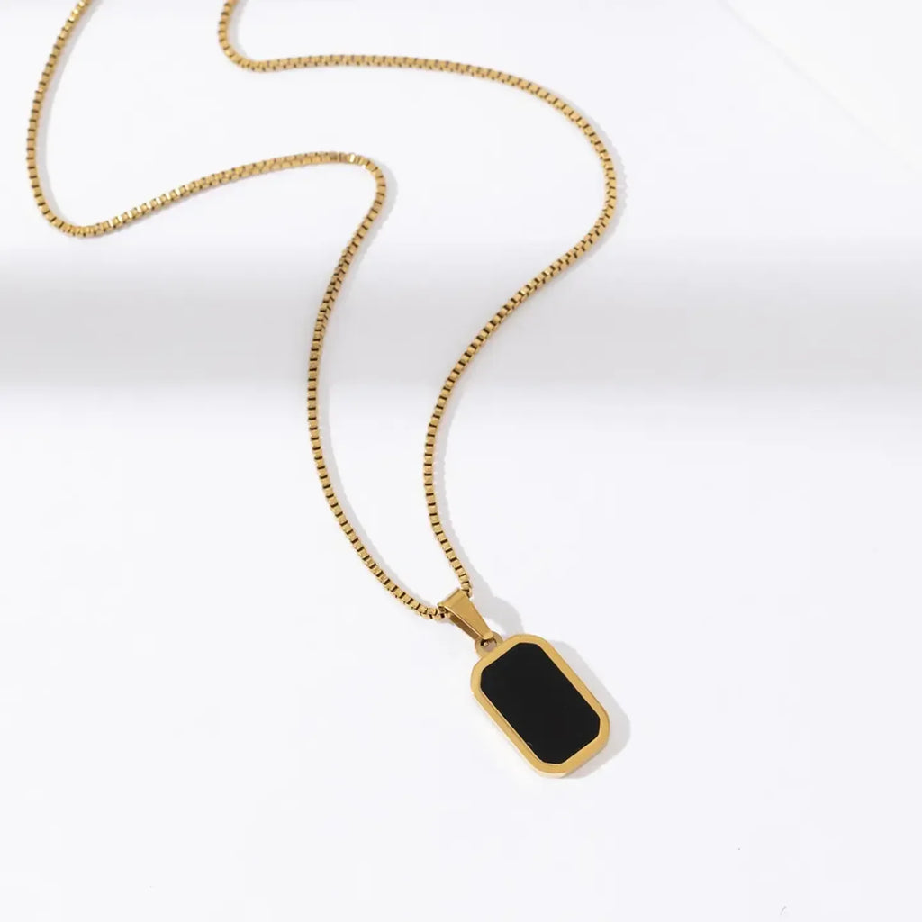 Black Enamel Gold Plated Necklace - Diatoms