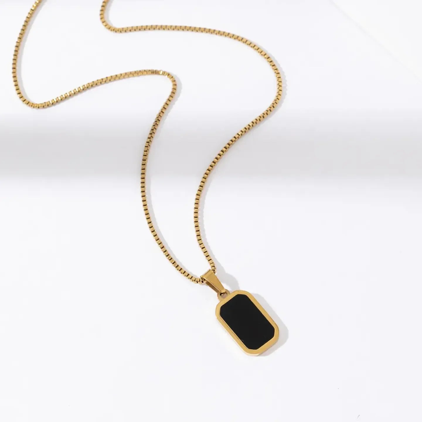 Black Enamel Gold Plated Necklace - Diatoms
