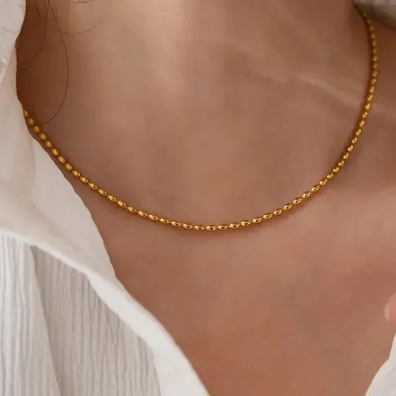 Gold Beaded Necklace - Diatoms