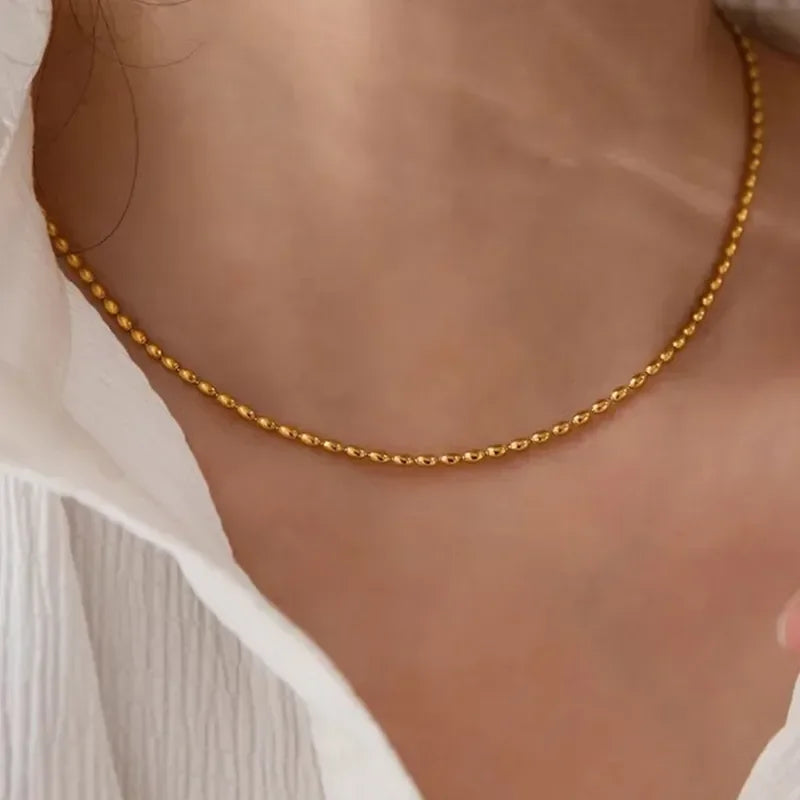 Gold Beaded Necklace - Diatoms
