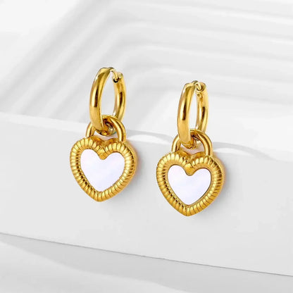 Black & White Heart Shape Double Side Necklace And Earrings - Diatoms