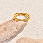 Diamond-Studded Gold Circle Ring