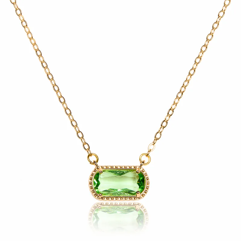 Green Oval Chain Necklace