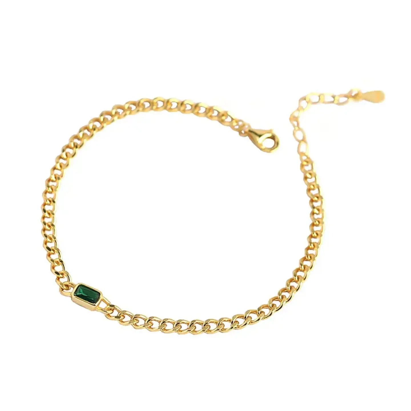 Golden Green Stone Elegance Bracelet - Diatoms