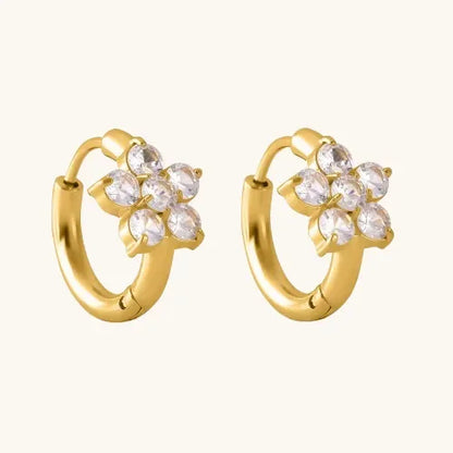 Flower Zircon Drop Earrings - Diatoms