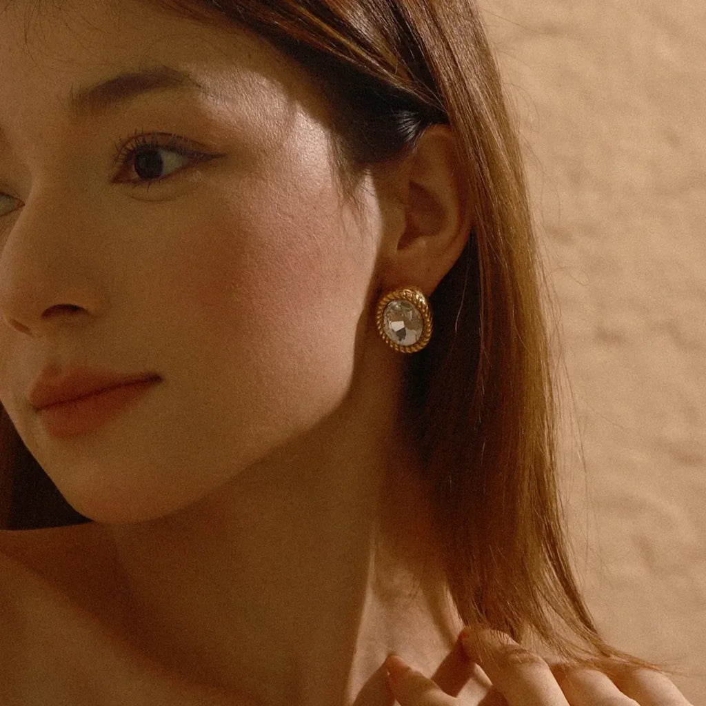 Geometric Glass Stone Ear Studs - Diatoms