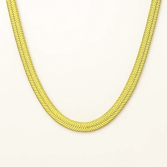 Luxe Herringbone Statement Gold Chain Necklace - Diatoms