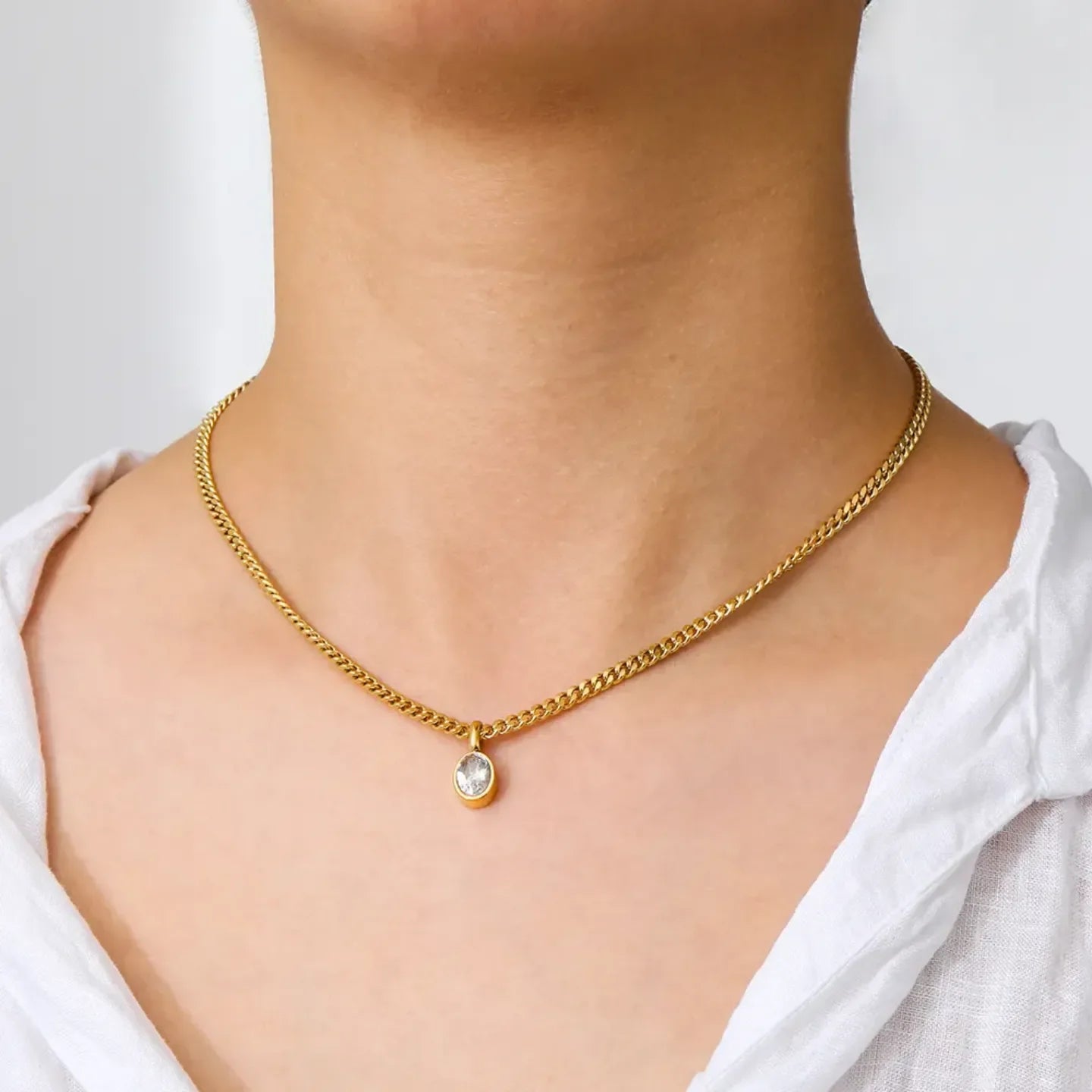 Modern Oval Chain Necklace - Diatoms