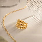 Gold Glamour Ring - Diatoms