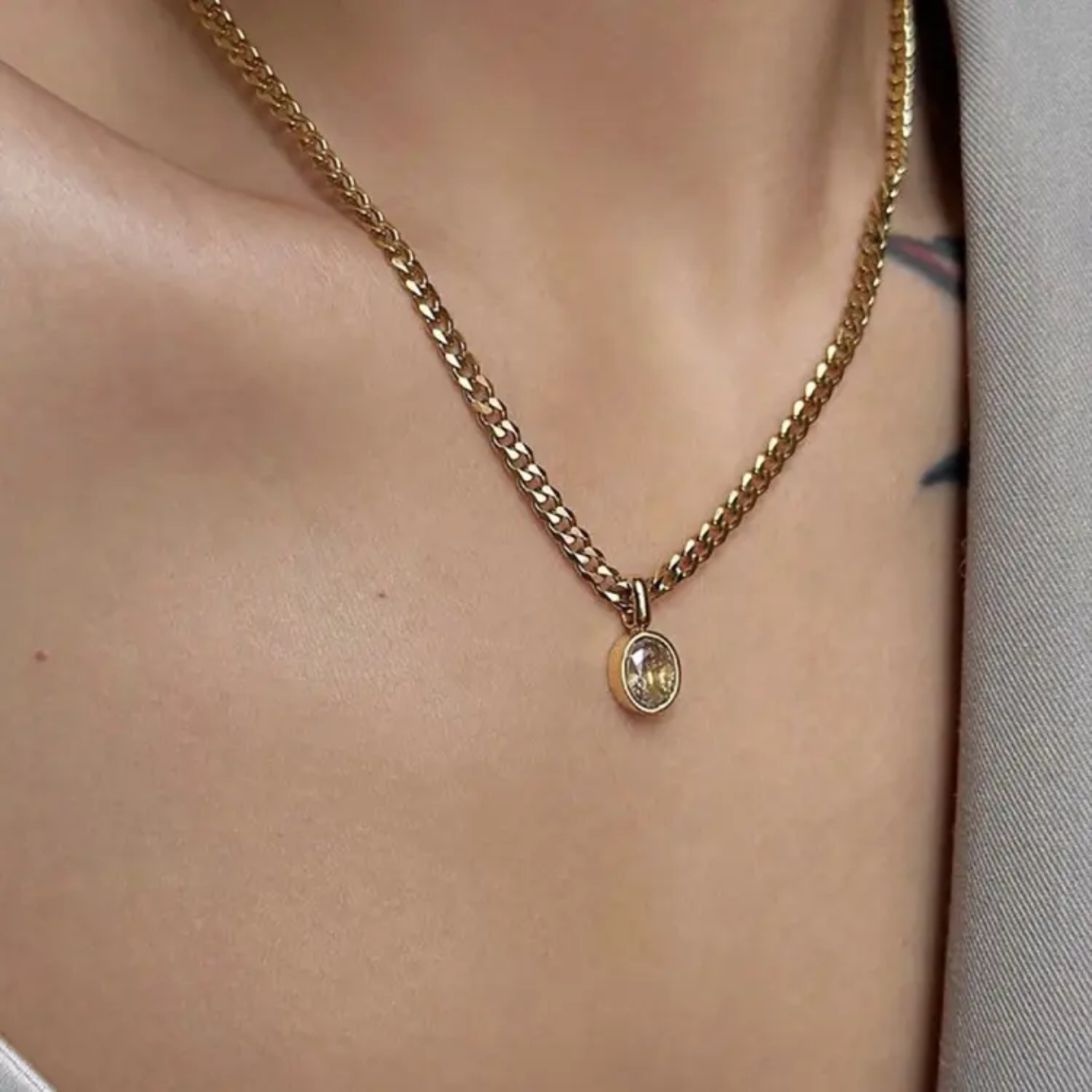 Modern Oval Chain Necklace