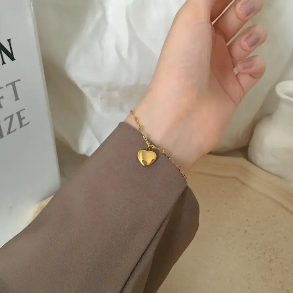 Golden Heart Chain Bracelet - Diatoms